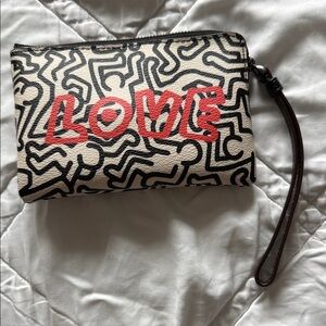 Coach Graphic Clutch in Red, Black, and Cream